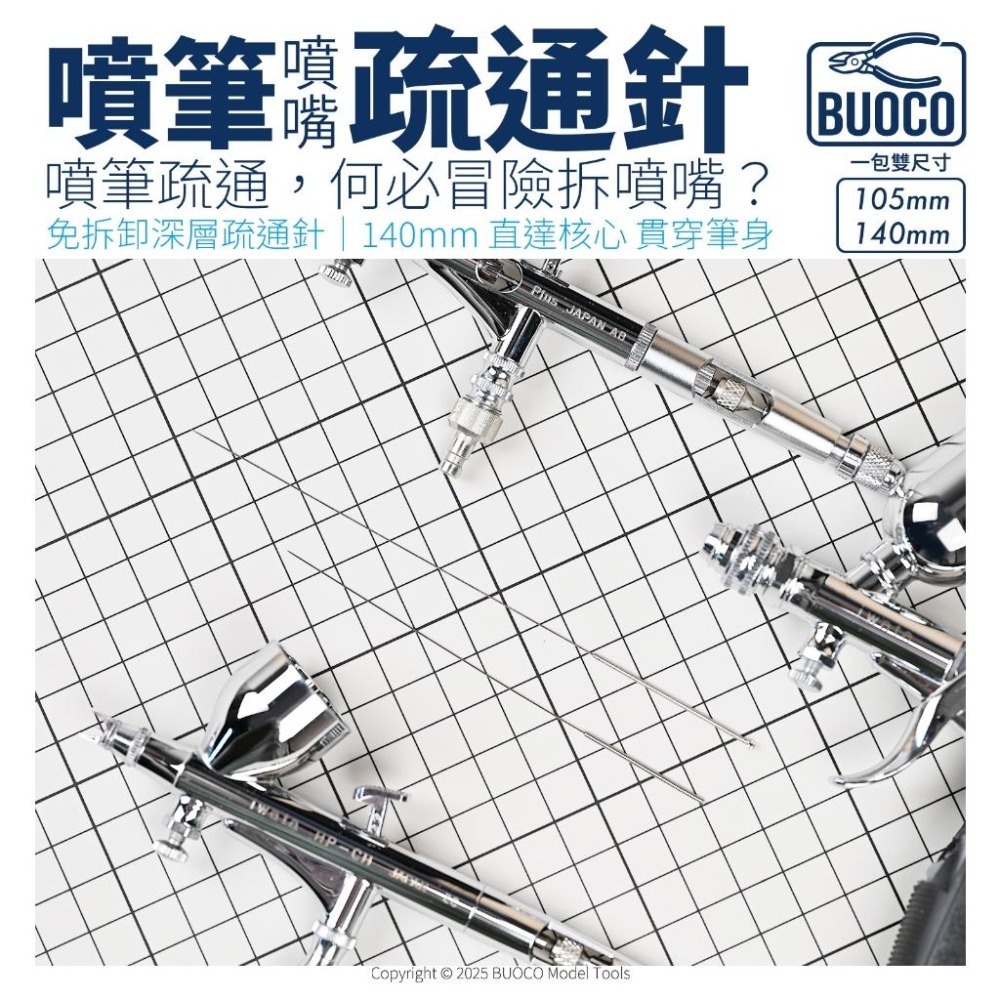 [BUOCO] 噴筆救星 職人級噴筆疏通針 雙針組 | 免拆噴嘴 140mm加長 |  專用保養 模型工具 通噴筆-細節圖8