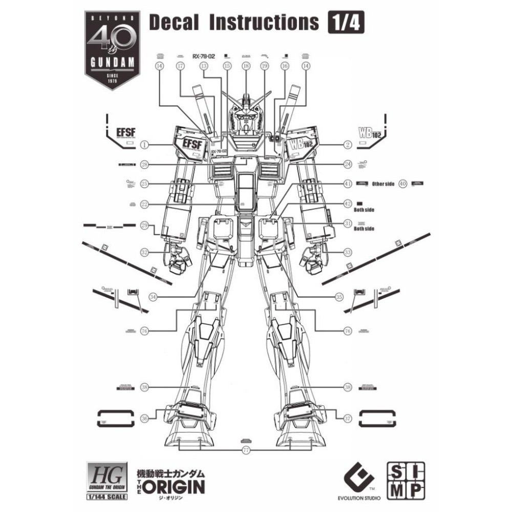 [BUOCO] EVO HG-G08 HG RX-78-2 GTO 鋼彈 (德安之島 / 40週年紀念版) 通用螢光水貼-細節圖4