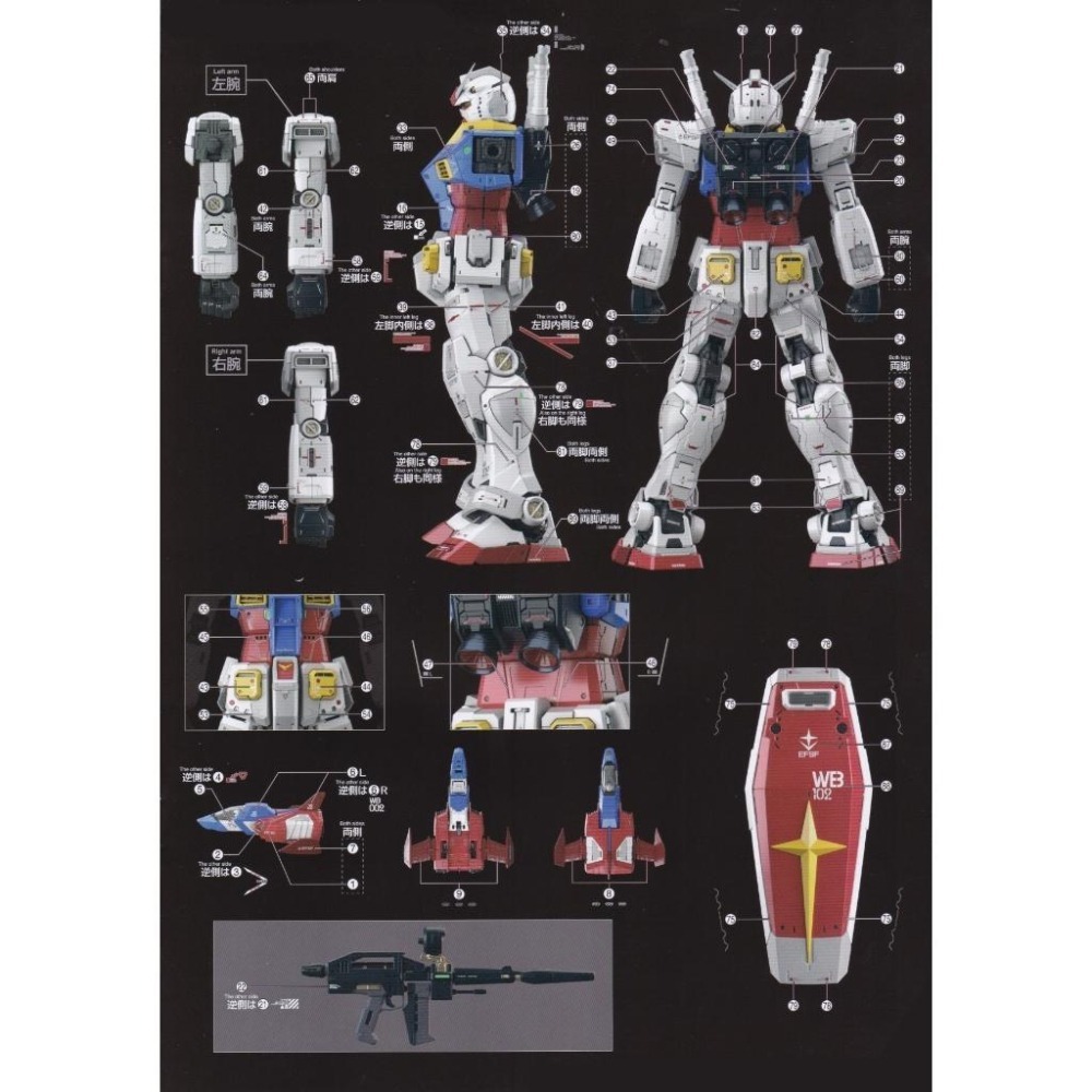 [BUOCO] EVO PG-20GD PGU 1/60 RX-78-2 鋼彈 專用頂級雙效水貼 (燙金) - 初代鋼彈-細節圖3