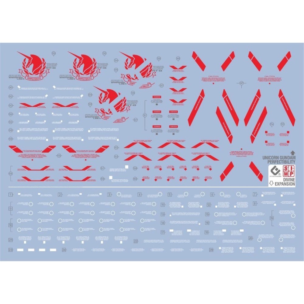[BUOCO] EVO PG 1/60 完美型獨角獸鋼彈 / 神聖完美 / Plan B 專用螢光水貼 - 紅色框架-細節圖4