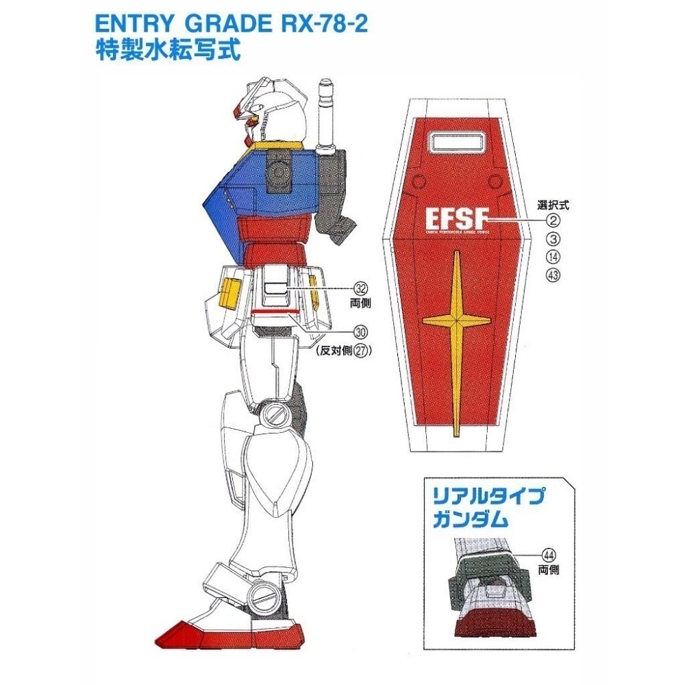 [BUOCO] EVO EG  鋼彈 RX-78-2 專用水貼 (細節升級/無螢光) RX-78-1 RX-78-3-細節圖5
