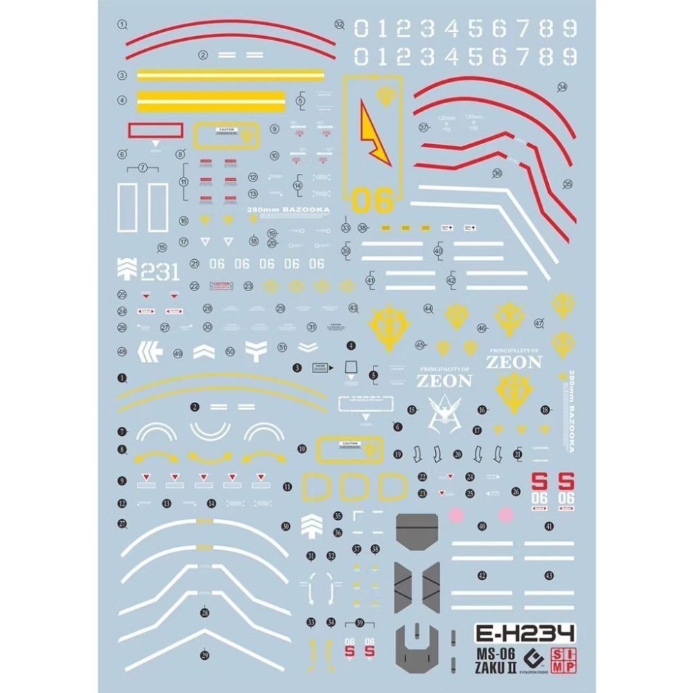 [BUOCO] EVO HG-234 新生 夏亞專用薩克II / 21世紀真實配色版 薩克 螢光水貼 (1/144)-細節圖2