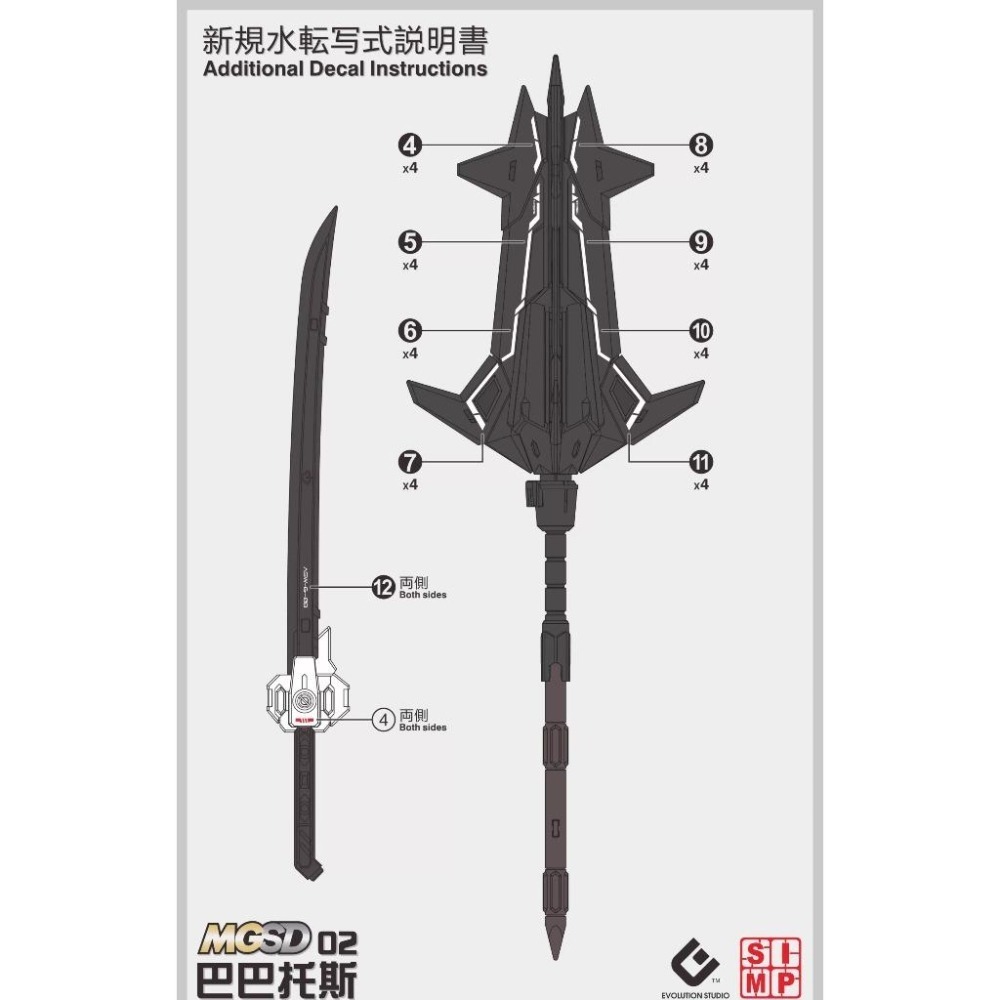 [BUOCO] EVO MGSD-02 MGSD 獵魔鋼彈 (第四型態) 專用螢光水貼 - 鐵血孤兒 / 三日月 鐵華團-細節圖5