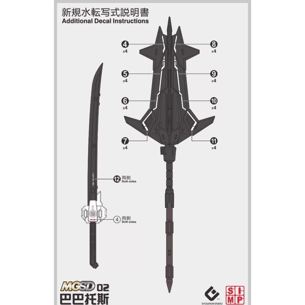 [BUOCO] EVO MGSD-02 MGSD 獵魔鋼彈 (第四型態) 專用螢光水貼 - 鐵血孤兒 / 三日月 鐵華團-細節圖5