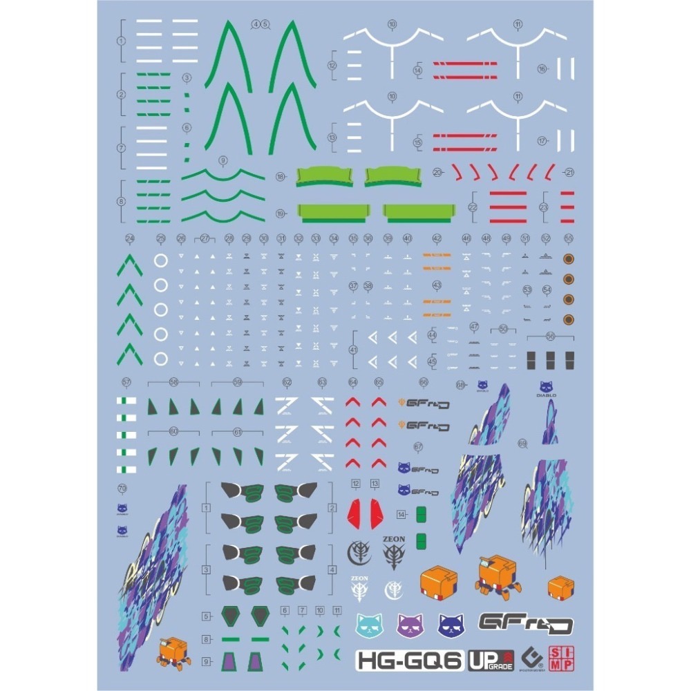 [BUOCO] EVO HG GQ-06 GQuuuuuuX HG GFreD / 喵安專用機 螢光水貼 (1/44）-細節圖2