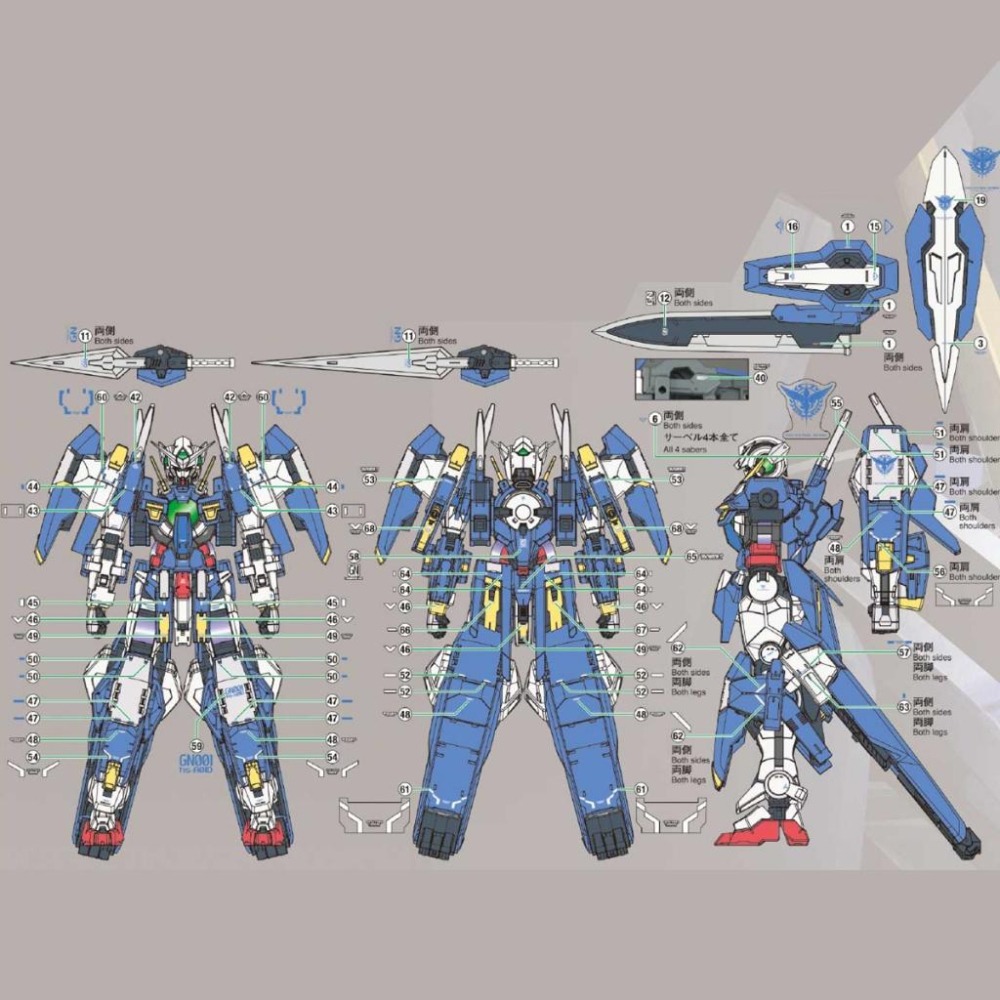 [BUOCO] EVO P-RG-75 RG 雪崩能天使鋼彈 / 雪崩突進型 (Dash) 專用螢光水貼 (1/144)-細節圖4