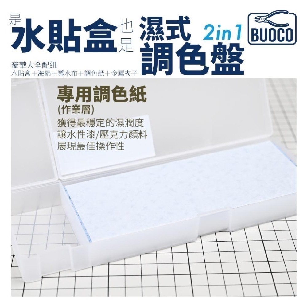 [BUOCO] 水貼盒 & 濕式調色盤 [豪華全配組] | 附金屬鑷子+藍色無塵布 模型工具 水性顏料｜壓克力顏料保濕-細節圖8