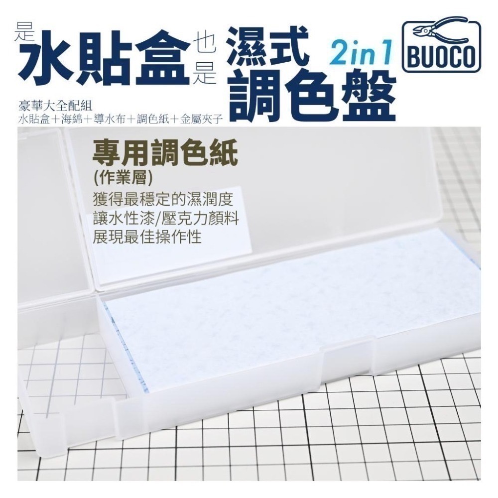 [BUOCO] 水貼盒 & 濕式調色盤 [豪華全配組] | 附金屬鑷子+藍色無塵布 模型工具 水性顏料｜壓克力顏料保濕-細節圖8