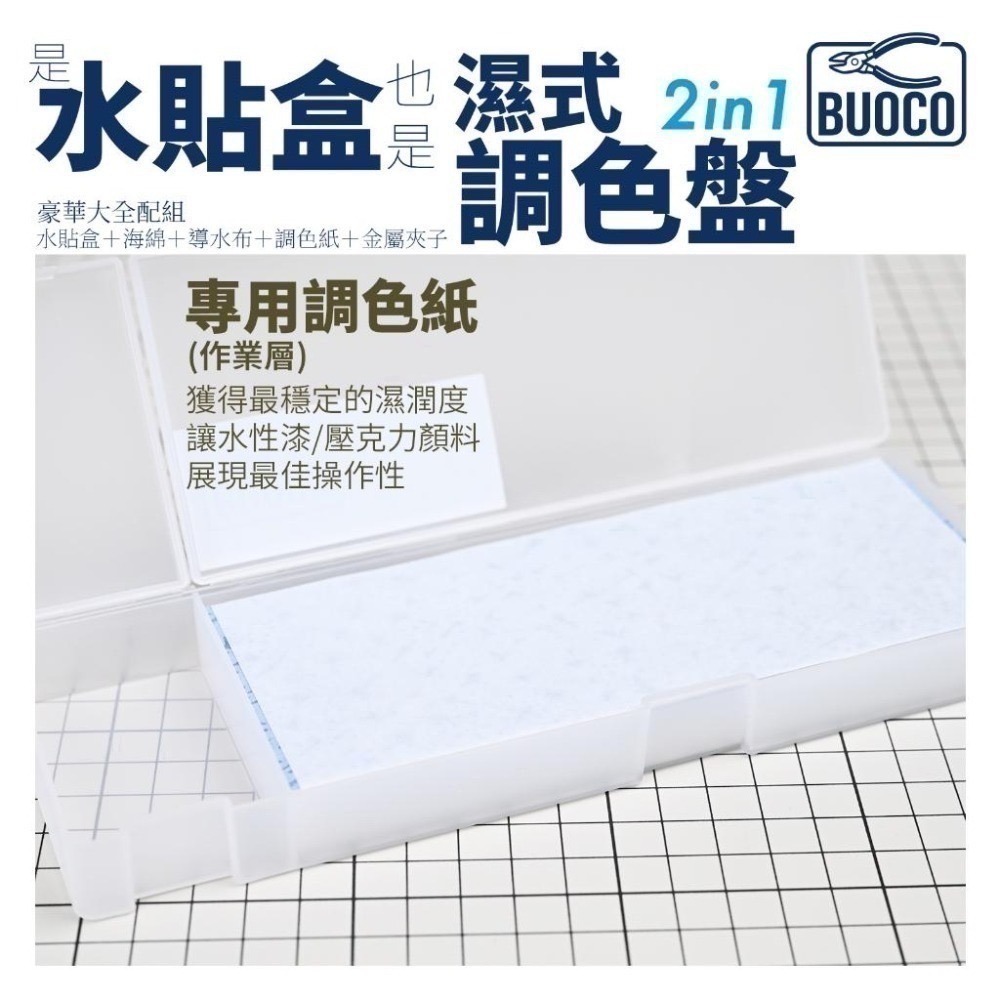 [BUOCO] 水貼盒 & 濕式調色盤 [豪華全配組] | 附金屬鑷子+藍色無塵布 模型工具 水性顏料｜壓克力顏料保濕-細節圖8