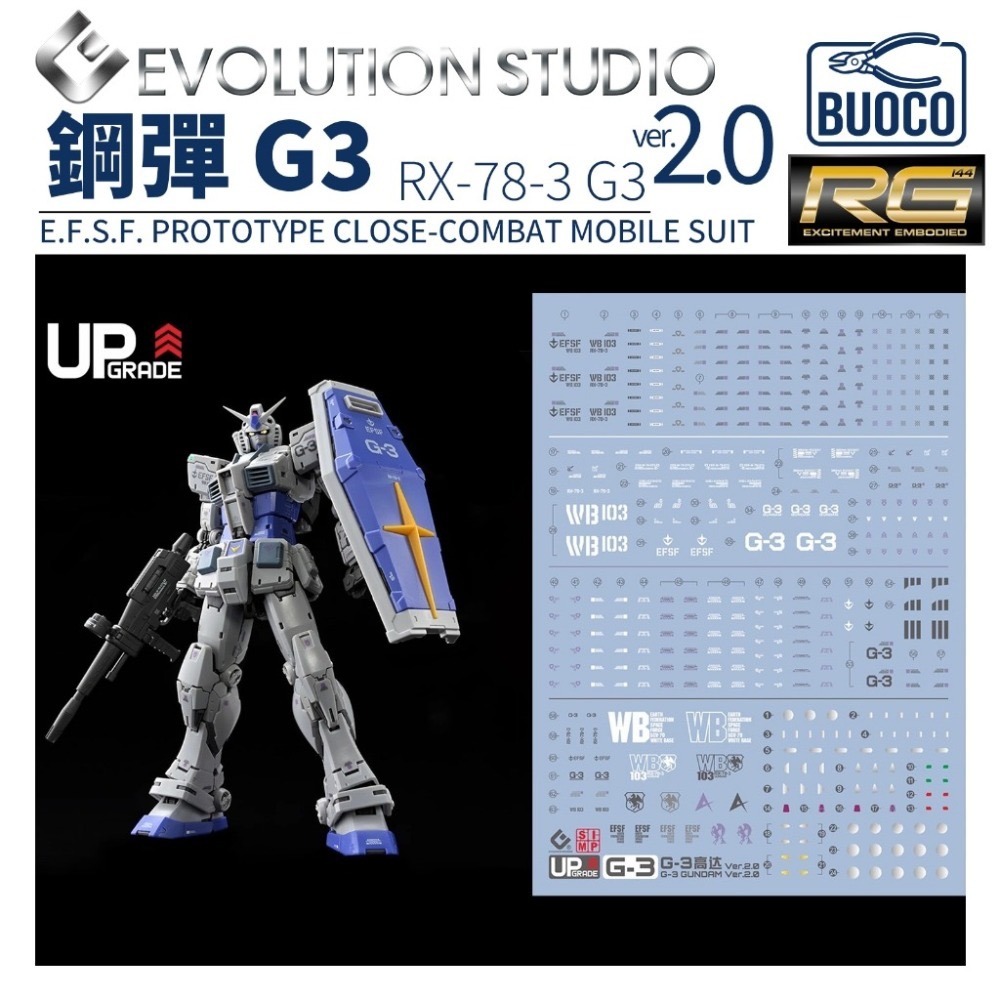 [BUOCO] EVO P-RG-G-3 RG G-3 鋼彈 Ver. 2.0 專用螢光水貼 (1/144) - 阿姆羅-規格圖7