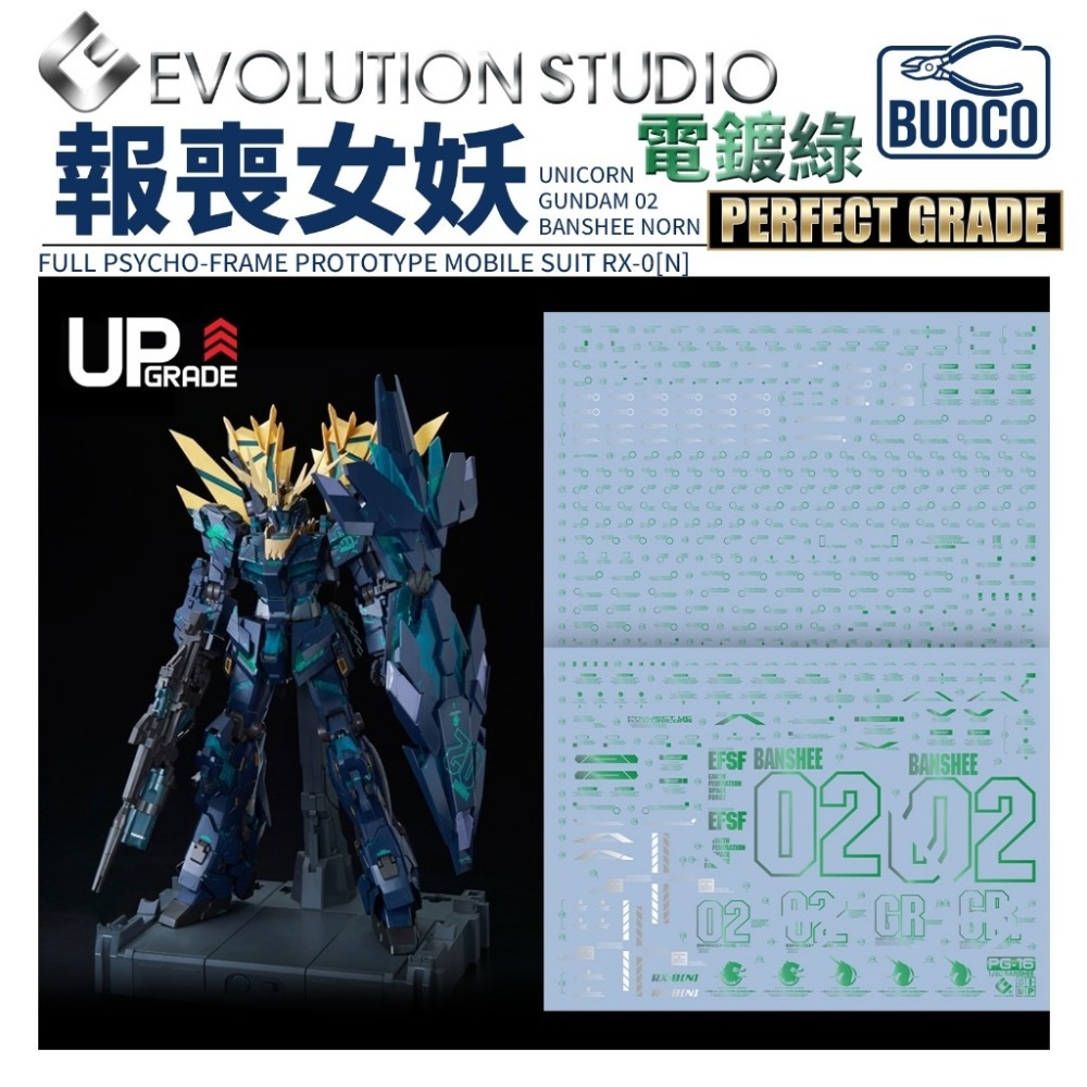 [BUOCO] EVO PG-16GR PG 報喪女妖·諾恩 專用電鍍綠水貼 (1/60) - 最終決戰式樣 / 覺醒綠-規格圖5