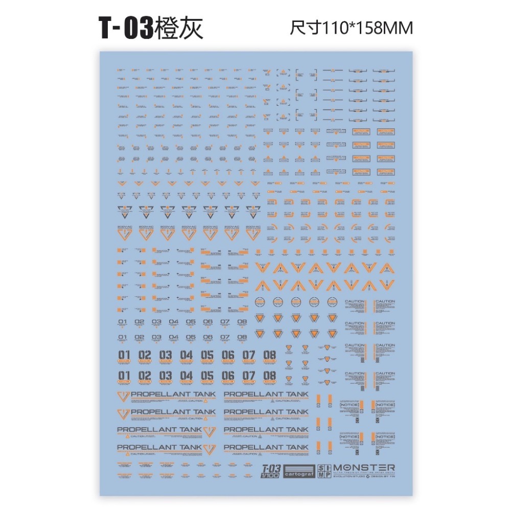 [BUOCO] EVO Monster系列 T-03 高解析雙色幾何水貼 (義大利Cartograf製) 1/100-規格圖5