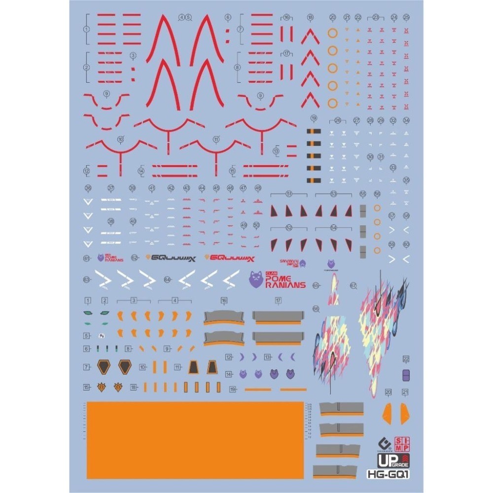 [BUOCO] EVO HG-GQ-01 GQuuuuuuX 吉庫誇克斯 (主角機) 螢光水貼 (1/144) - GQ-細節圖2