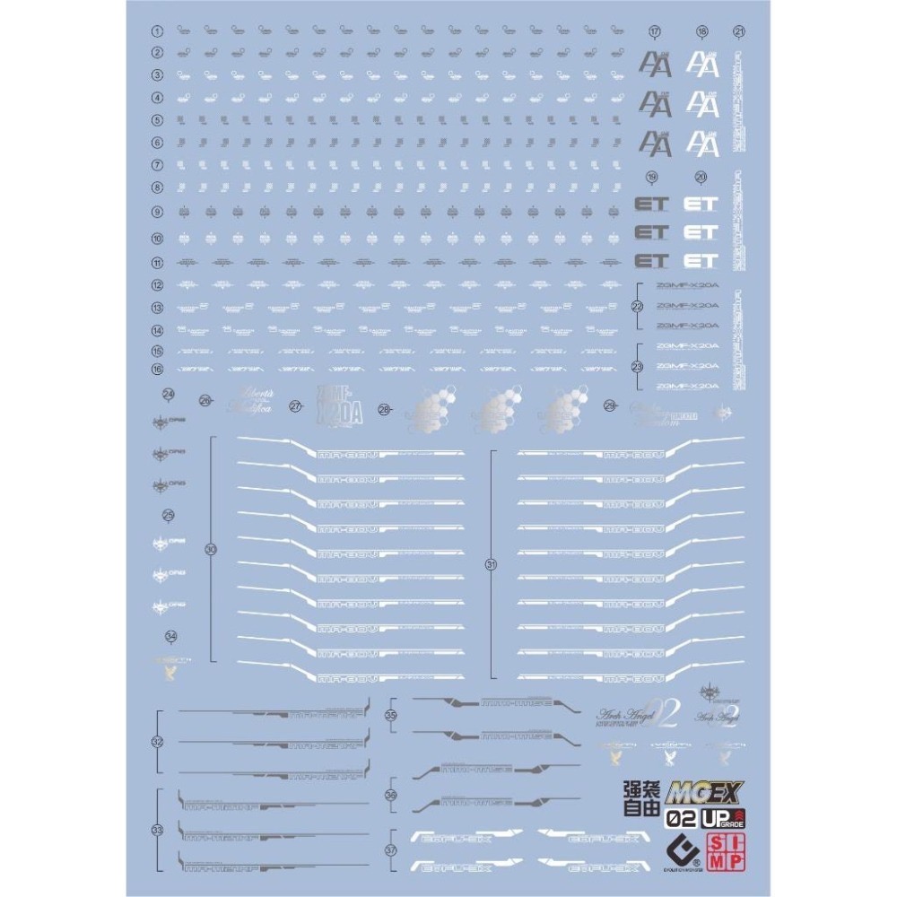 [BUOCO] EVO MGEX-02 MGEX 攻擊自由鋼彈 專用螢光水貼 (1/100) - 煌大和 / 龍騎兵-細節圖2