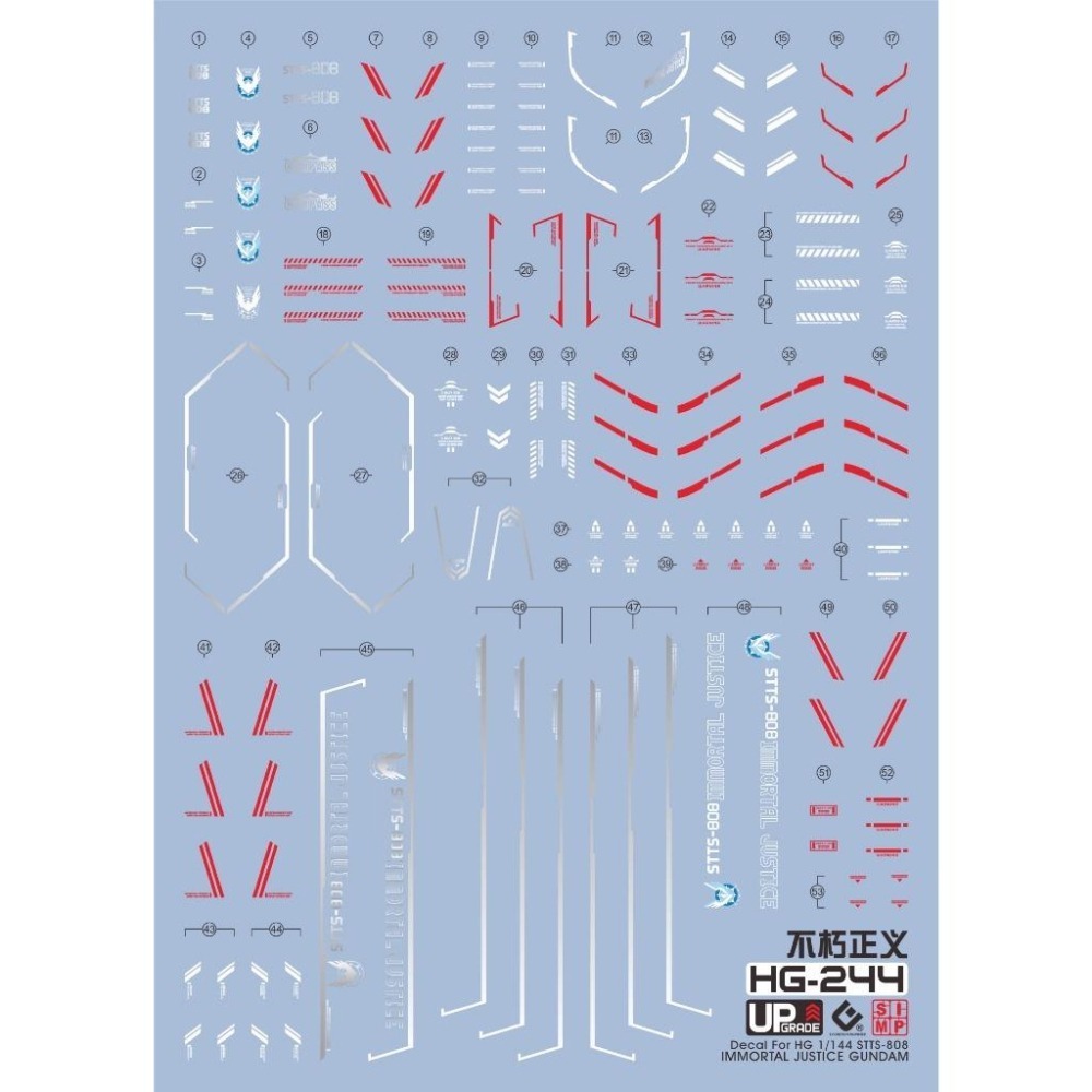 [BUOCO] EVO HG-244 SEED FREEDOM 不朽正義鋼彈 螢光水貼  1/144 STTS-808-細節圖5