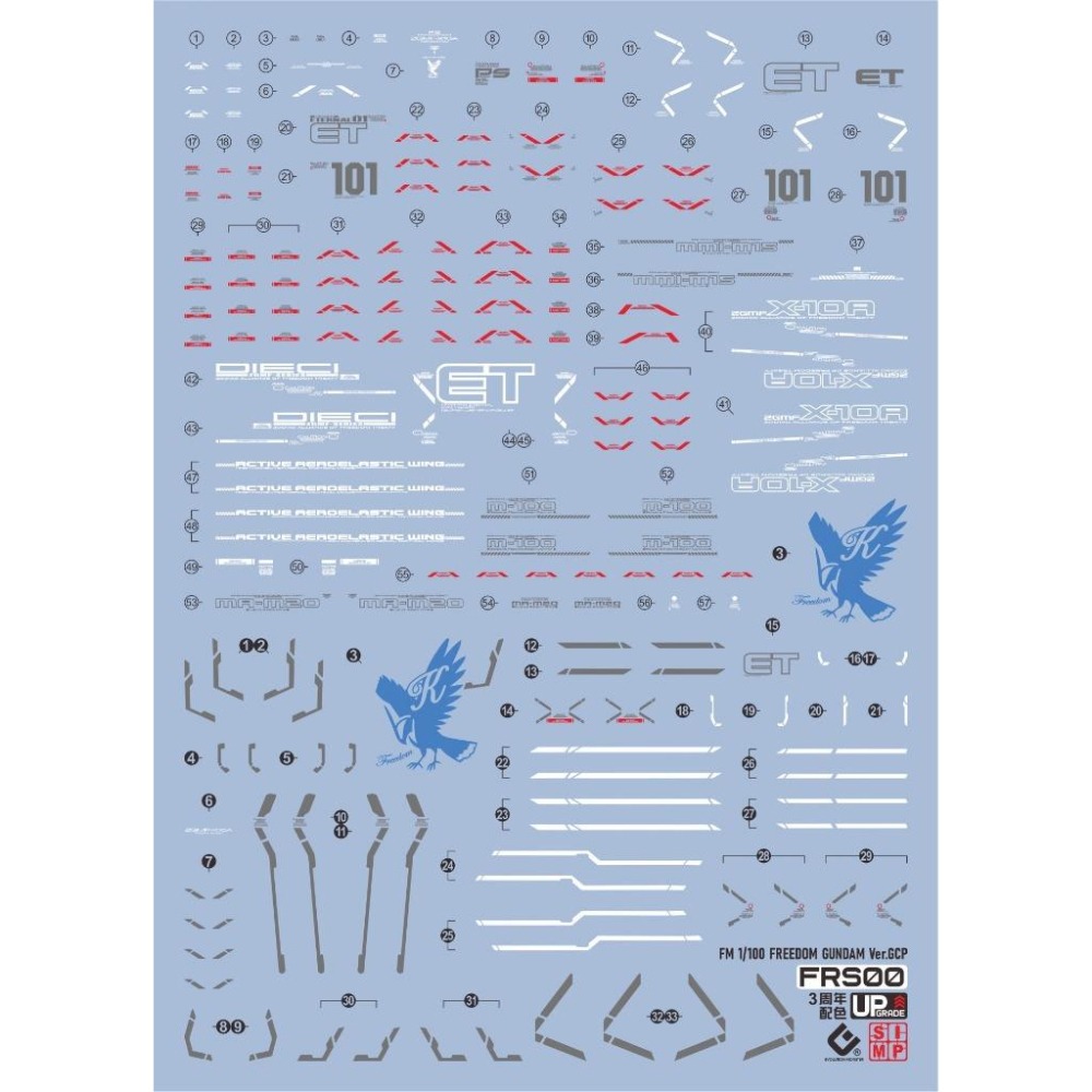 [BUOCO] EVO FM-FRS01 FM 1/100 自由鋼彈 Ver.GCP 專用螢光水貼 (上海立像版)-細節圖2