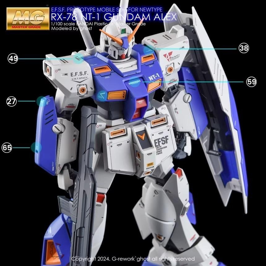 [BUOCO] 炎水貼 Ghost版 MG 1/100 RX-78 NT-1 Ver.2.0 Alex 艾力克斯鋼彈-細節圖6