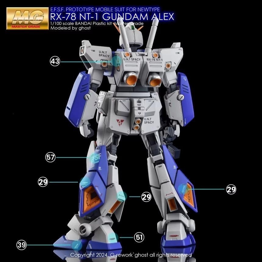 [BUOCO] 炎水貼 Ghost版 MG 1/100 RX-78 NT-1 Ver.2.0 Alex 艾力克斯鋼彈-細節圖5