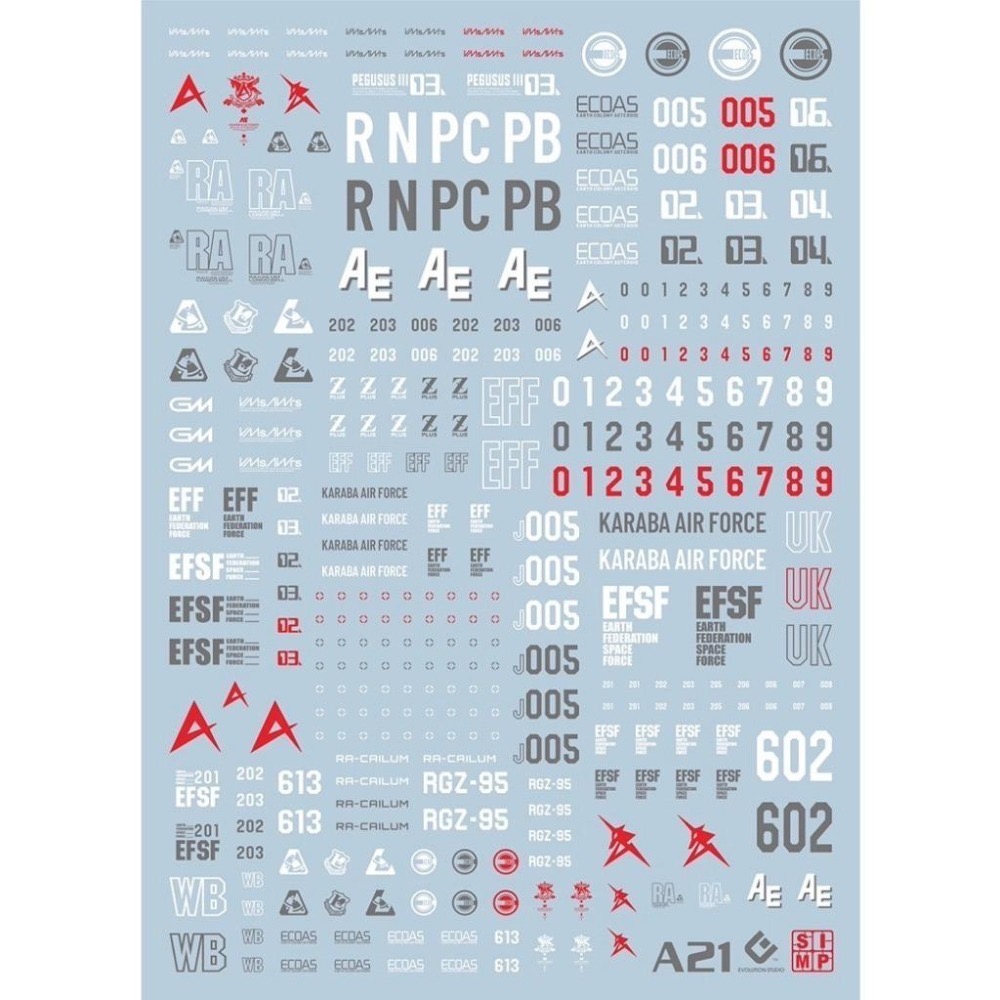 [BUOCO] EVO 阿姆羅專用機體 通用標誌水貼 (螢光版) - RX-78-2 / Nu鋼彈 / Hi-Nu-細節圖3
