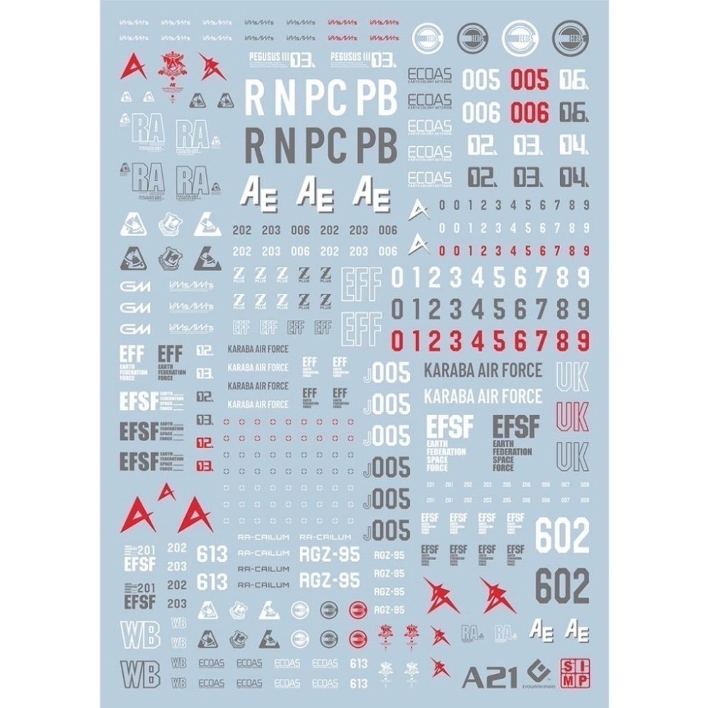 [BUOCO] EVO 阿姆羅專用機體 通用標誌水貼 (螢光版) - RX-78-2 / Nu鋼彈 / Hi-Nu-細節圖3