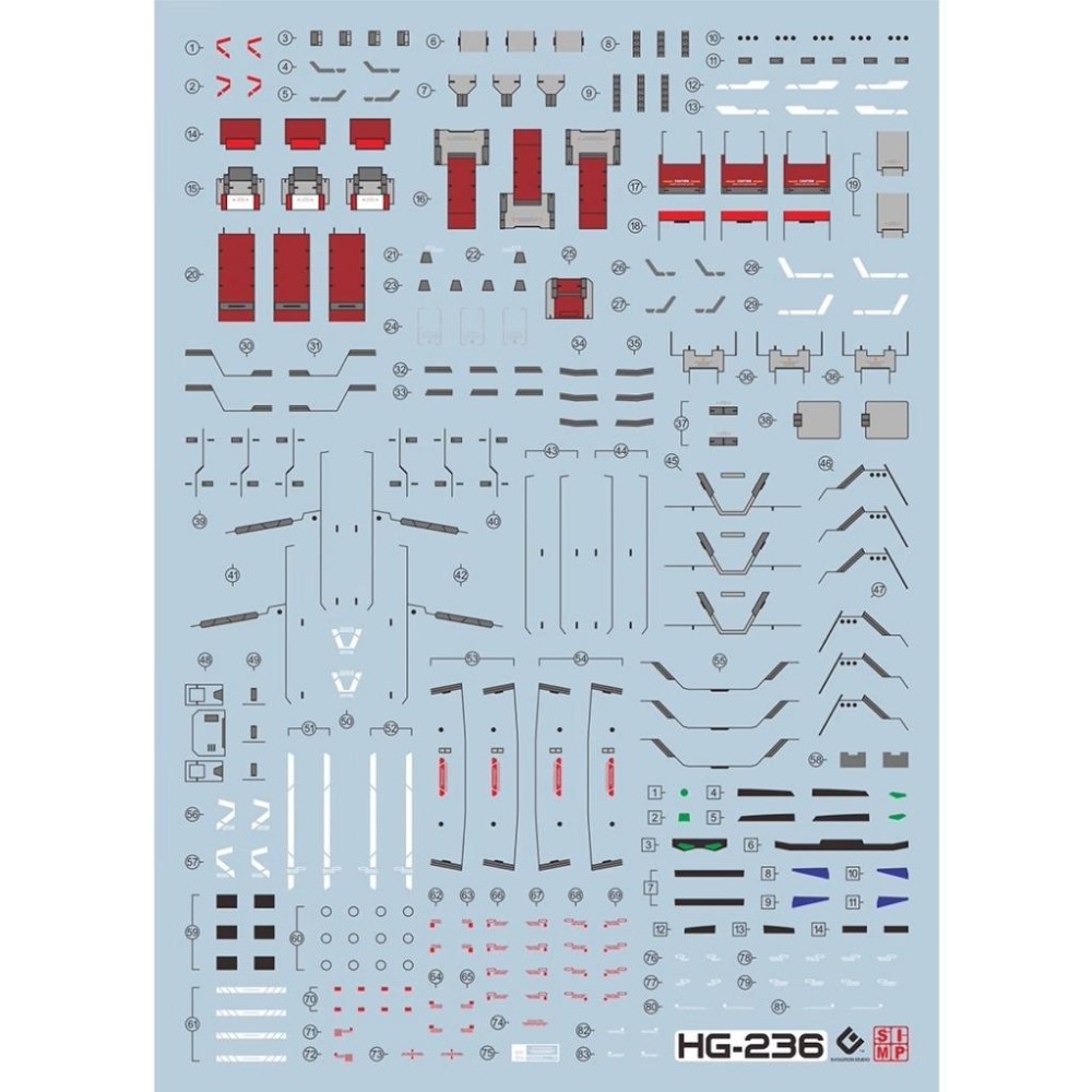 [BUOCO] EVO HG-236 新機動戰記鋼彈W 重武裝鋼彈 螢光水貼 (1/144) - 特洛瓦 / 五小強 /-細節圖2