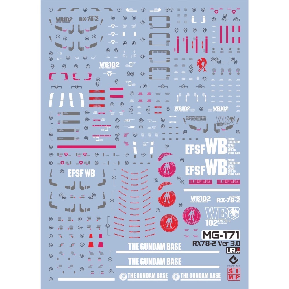 [BUOCO] EVO MG-171 鋼彈 MG RX-78-2 鋼彈 初鋼 Ver.3.0 含基地標示 螢光水貼-細節圖2