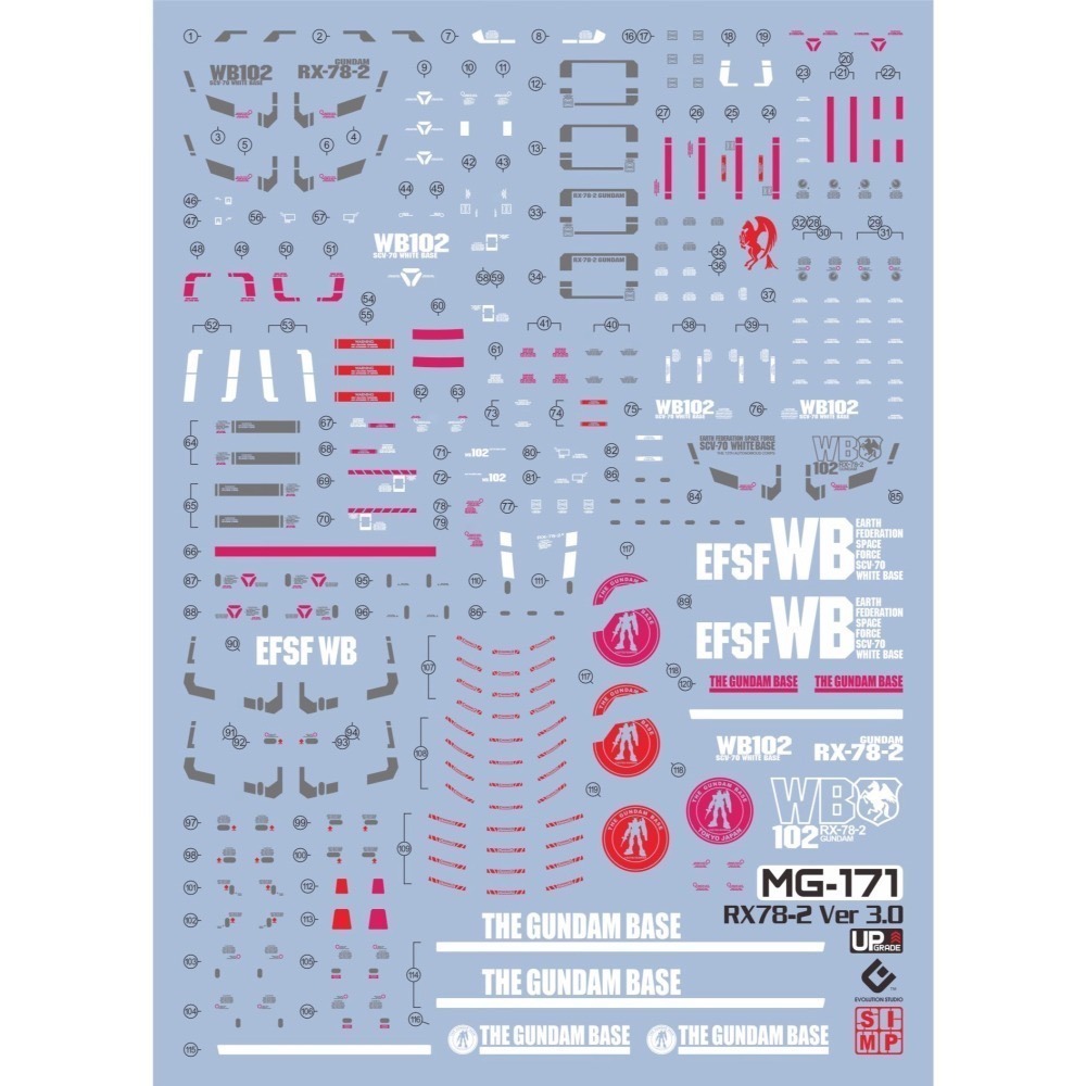 [BUOCO] EVO MG-171 鋼彈 MG RX-78-2 鋼彈 初鋼 Ver.3.0 含基地標示 螢光水貼-細節圖2