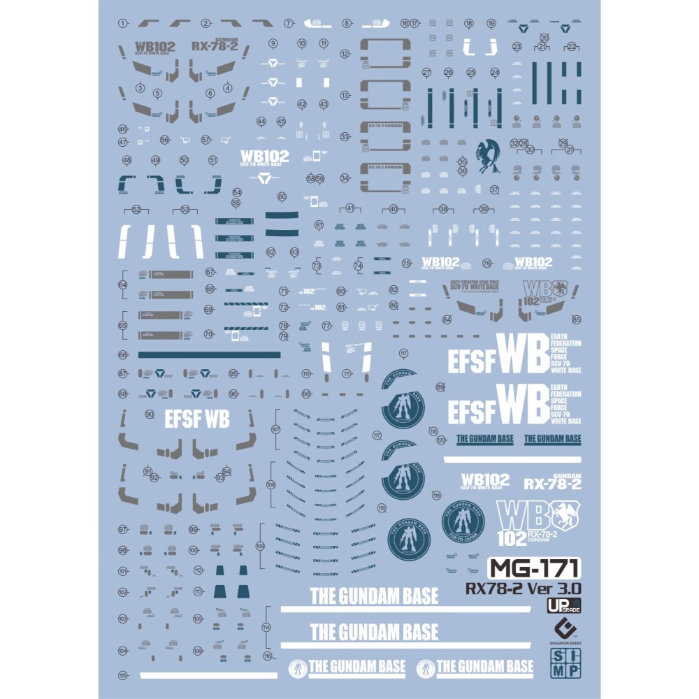 [BUOCO] EVO MG-171 TGB 鋼彈基地限定 MG RX-78-2 鋼彈 初鋼 Ver.3.0 螢光水貼-細節圖2