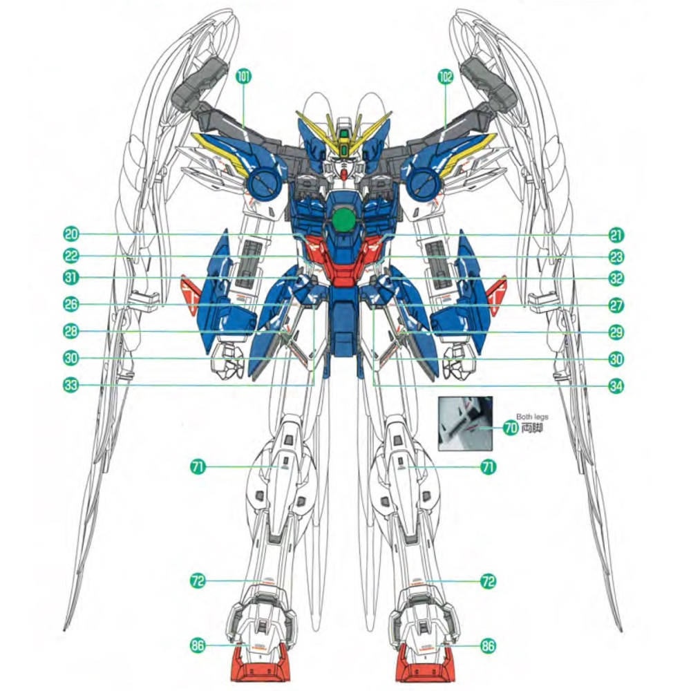[BUOCO] EVO MG-213 鋼彈W MG 飛翼鋼彈零式 EW Ver.Ka 螢光水貼 (1/100)-細節圖3