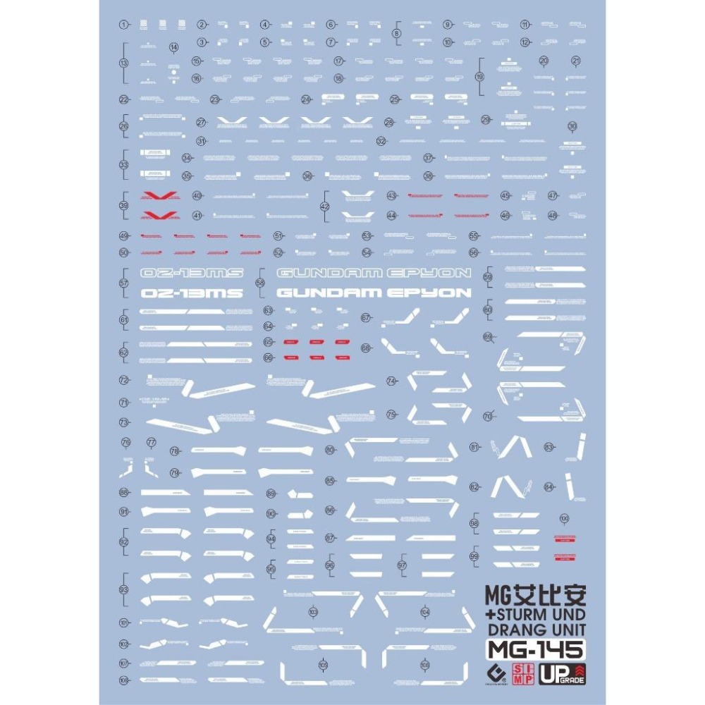 [BUOCO] EVO MG-145 MG 次代鋼彈 EW / 疾風怒濤裝備 螢光水貼 (1/100) Epyon-細節圖2