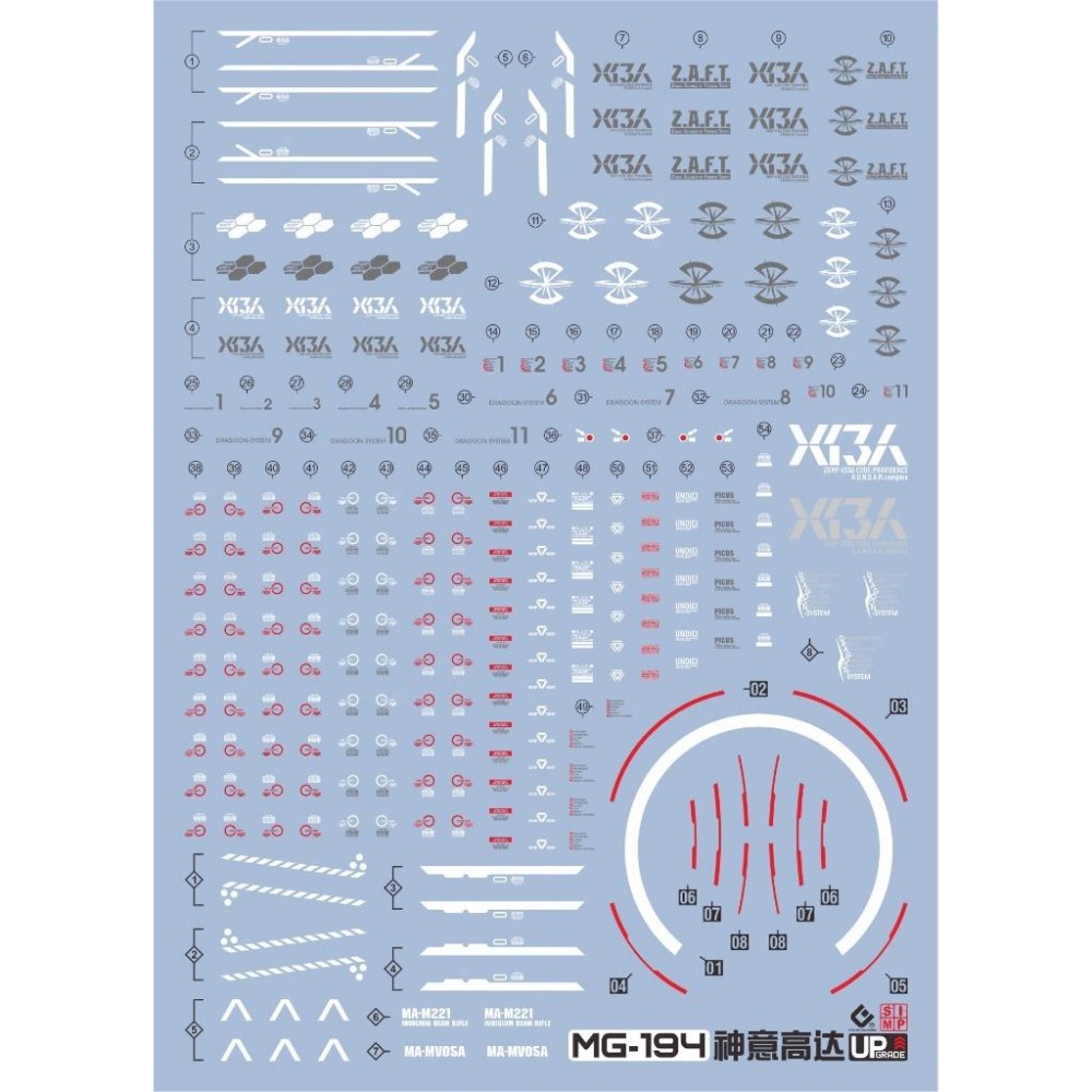 [BUOCO] EVO MG-194 鋼彈SEED MG 天帝鋼彈 螢光水貼 (1/100) - 克魯澤 / 神意鋼彈-細節圖2