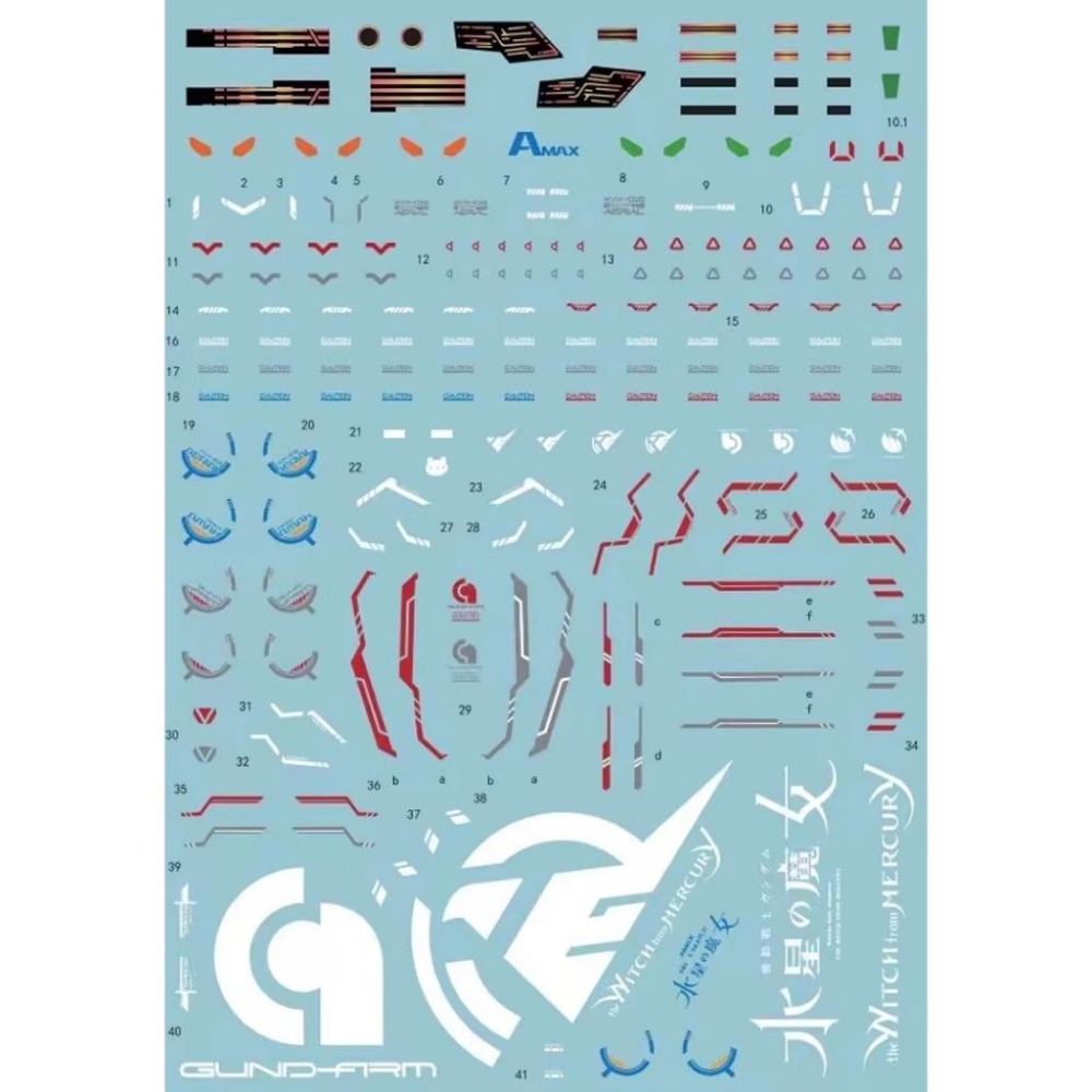 [BUOCO] AMAX HG 1/144 風靈鋼彈 XVX-016 水星的魔女 覺醒紅 帕梅特刻痕 螢光 水貼 含地台-細節圖3