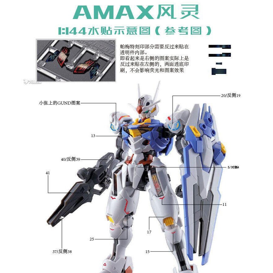 [BUOCO] AMAX HG 1/144 風靈鋼彈 XVX-016 水星的魔女 覺醒紅 帕梅特刻痕 螢光 水貼 含地台-細節圖4