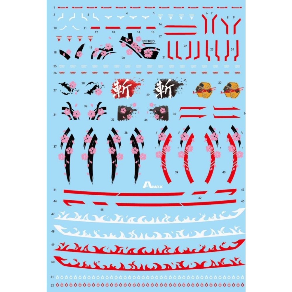 [BUOCO] AMAX HiRM 1/100 異端鋼彈紅色機高出力型 猩猩臂 紅異端 櫻花 斬 螢光水貼-細節圖3