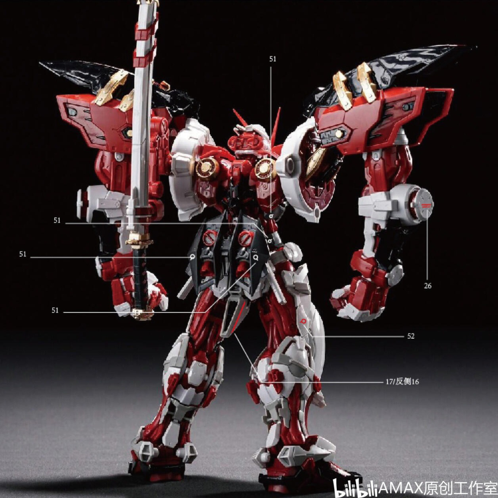[BUOCO] AMAX HiRM 1/100 異端鋼彈紅色機高出力型 猩猩臂 紅異端 櫻花 斬 螢光水貼-細節圖6