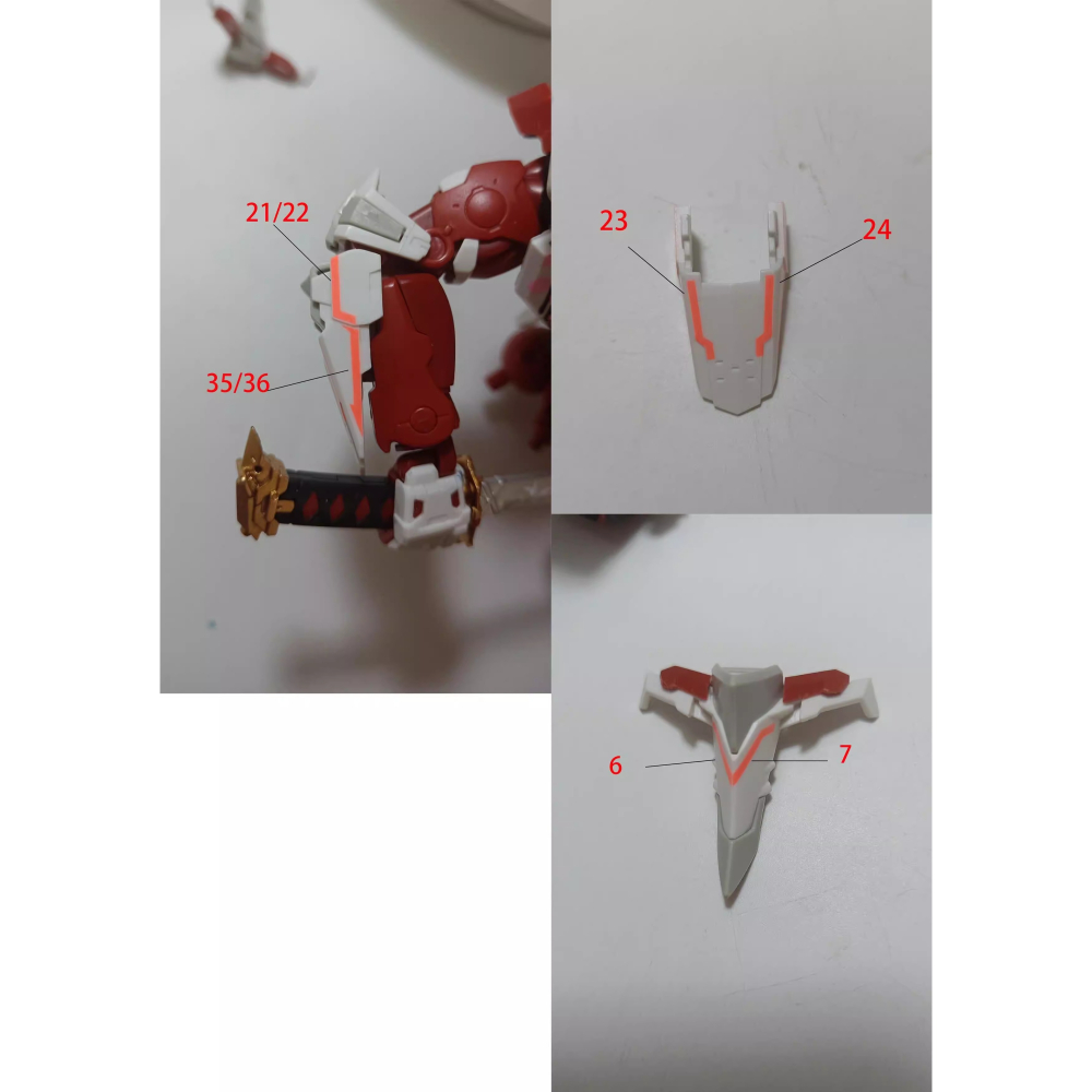 [BUOCO] AMAX HiRM 1/100 異端鋼彈紅色機高出力型 猩猩臂 紅異端 櫻花 斬 螢光水貼-細節圖8