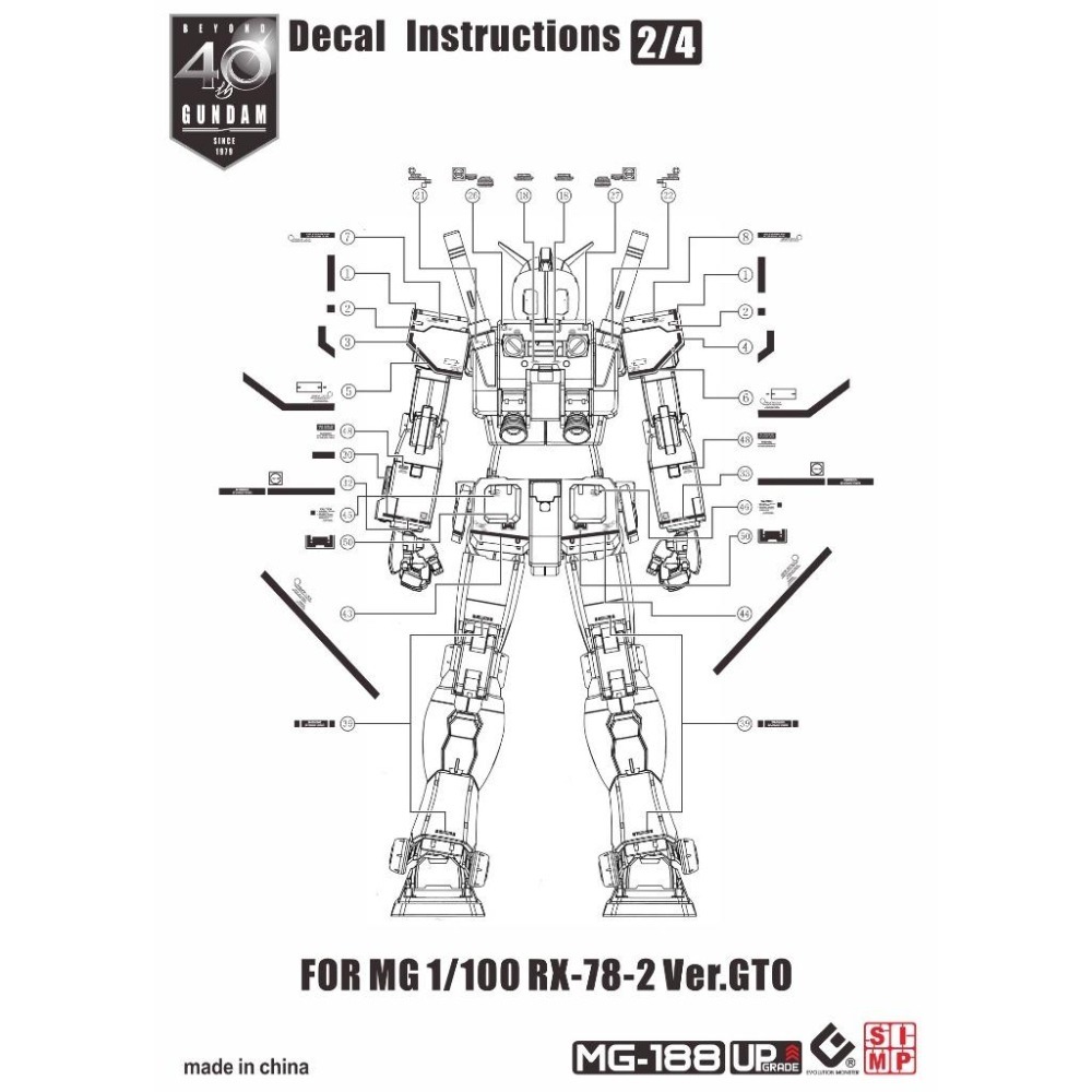 [BUOCO] EVO MG-188 GFFMC樣式 MG RX-78-02 初鋼 (GTO版/40週年紀念) 螢光水貼-細節圖4