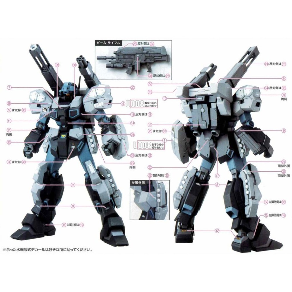 [BUOCO] EVO MG-167 UC MG 傑斯塔 Jesta / 傑斯塔加農 (二合一) 螢光水貼 1/100-細節圖4