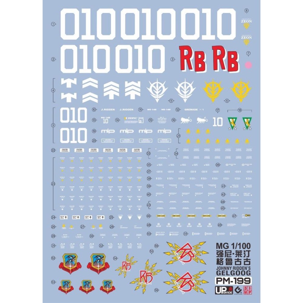 [BUOCO] EVO PB-MG-199 MSV 傑爾古格 2.0 強尼萊登專用機 螢光水貼 1/100 - 真紅閃電-細節圖2