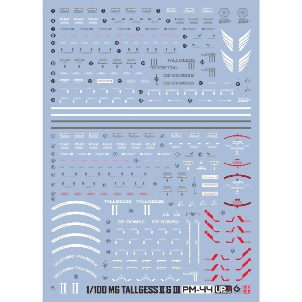 [BUOCO] EVO PB-MG-44 鋼彈W 托爾吉斯 II / III (含熱能軍刀裝備) 螢光水貼  1/100-細節圖2