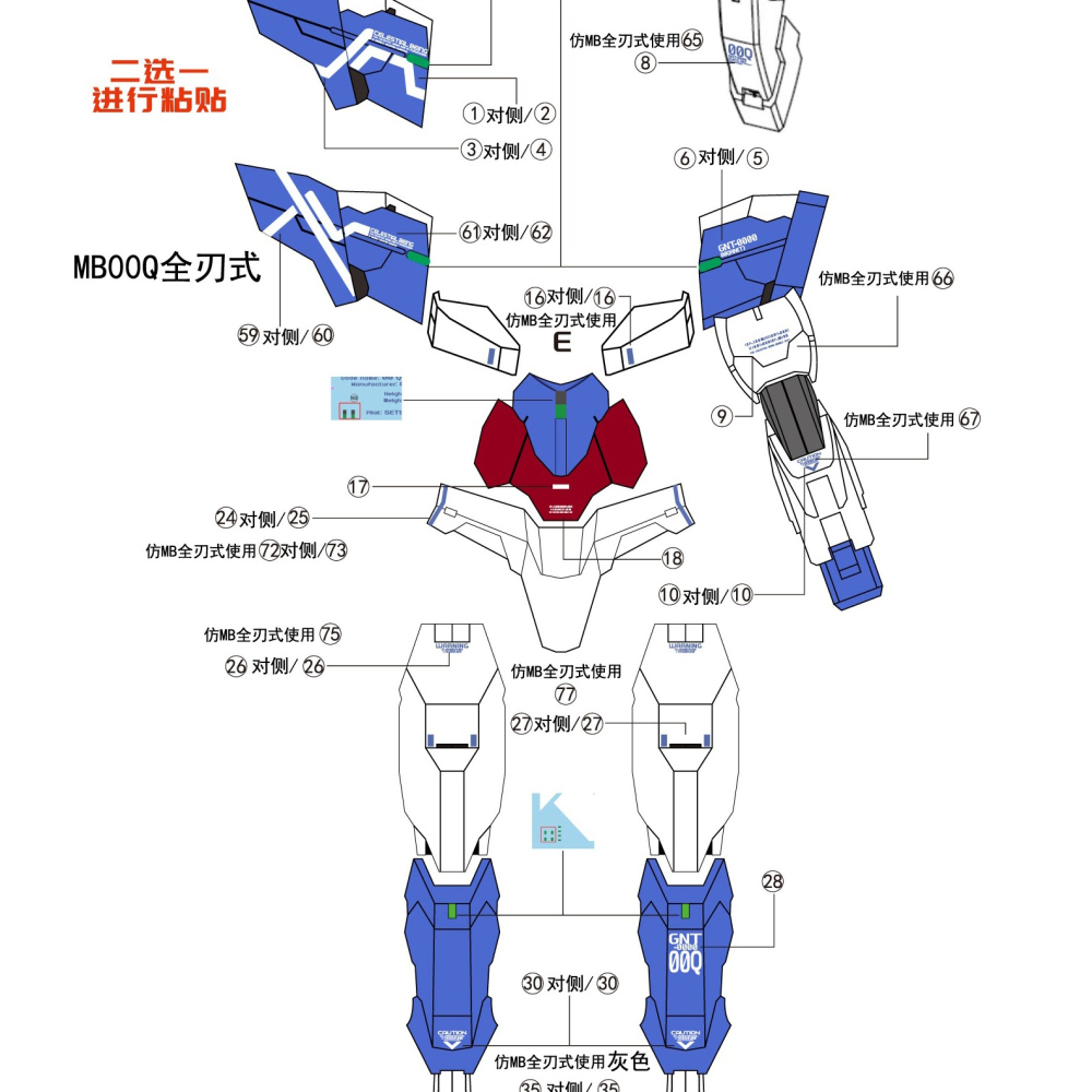 [BUOCO] AMAX MB 1/100  00Q 量子型00全刃式 鋼彈 螢光水貼 附地台貼 8822 MB樣式-細節圖5