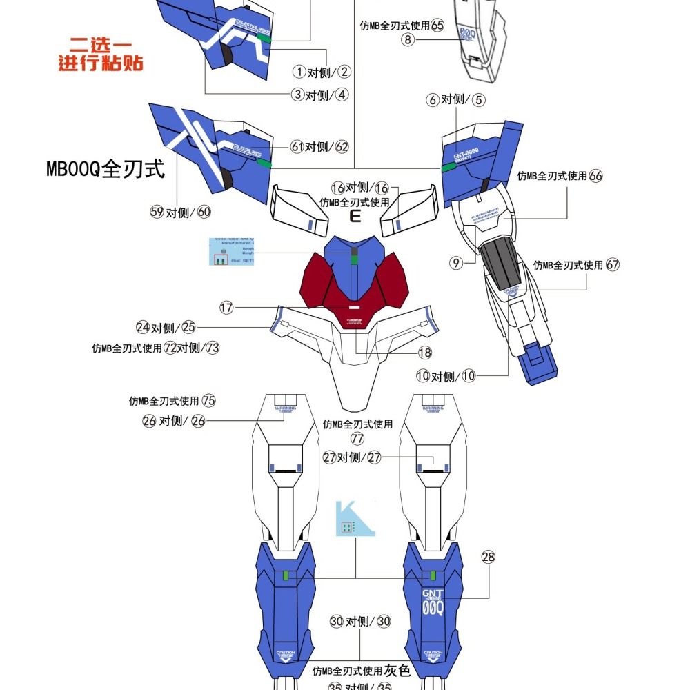 [BUOCO] AMAX MB 1/100  00Q 量子型00全刃式 鋼彈 螢光水貼 附地台貼 8822 MB樣式-細節圖5