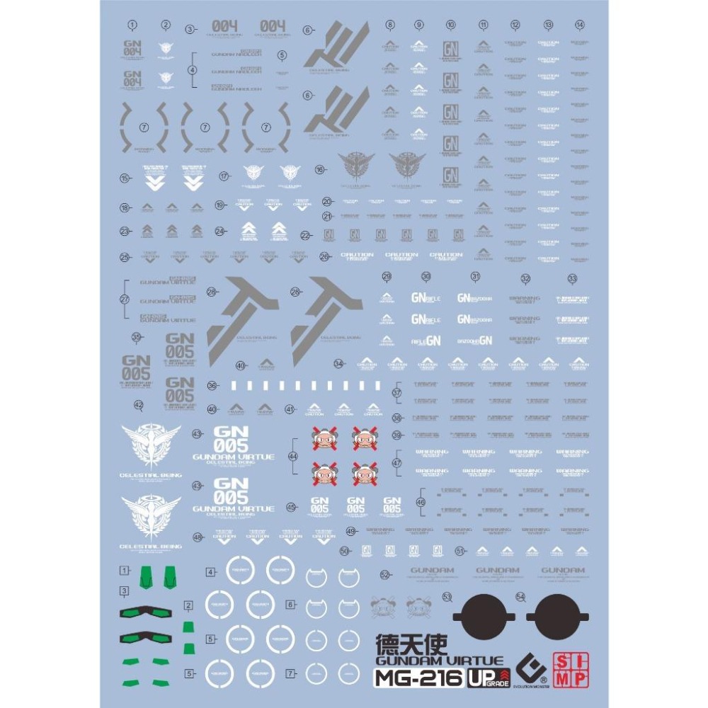 [BUOCO] EVO MG-216 鋼彈00 MG 德天使 / 中性鋼彈 / 娜德雷鋼彈 螢光水貼 (1/100)-細節圖2