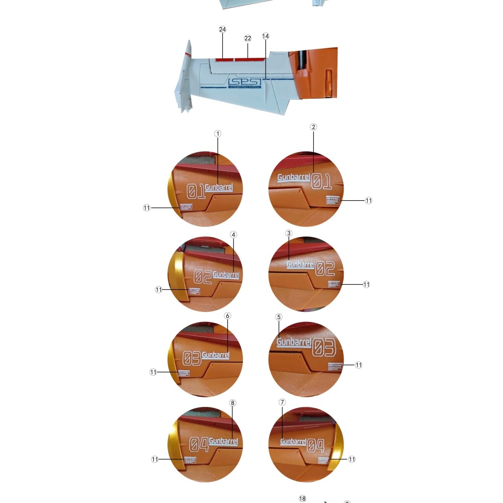 [BUOCO] AMAX MG 1/100 攻擊鋼彈 梅比烏斯零式 砲筒型攻擊裝備 8832通用 MB樣式 螢光水貼 含-細節圖9
