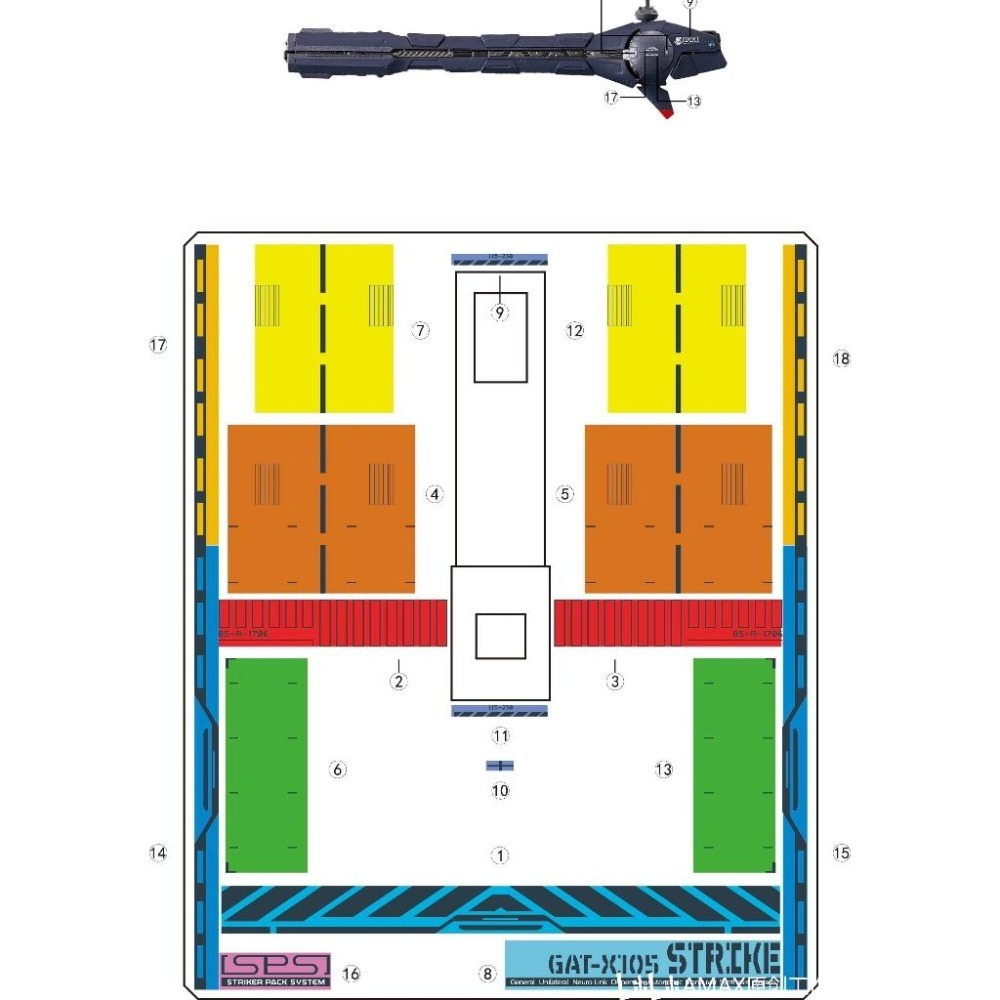 [BUOCO] AMAX MG 1/100 攻擊鋼彈 梅比烏斯零式 砲筒型攻擊裝備 8832通用 MB樣式 螢光水貼 含-細節圖10