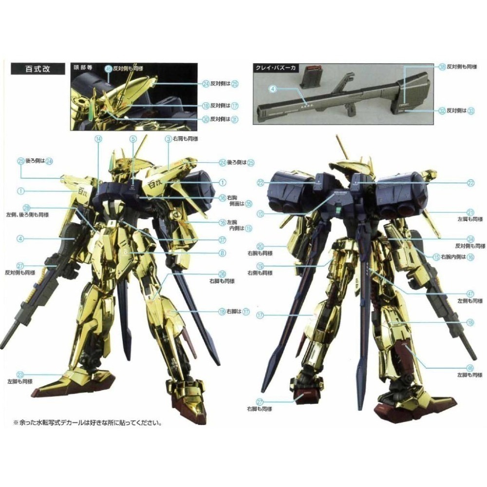 [BUOCO] EVO MG-185 MG 百式 Ver.2.0 / 百式改 / 量產型百式改 螢光水貼 (1/100)-細節圖5