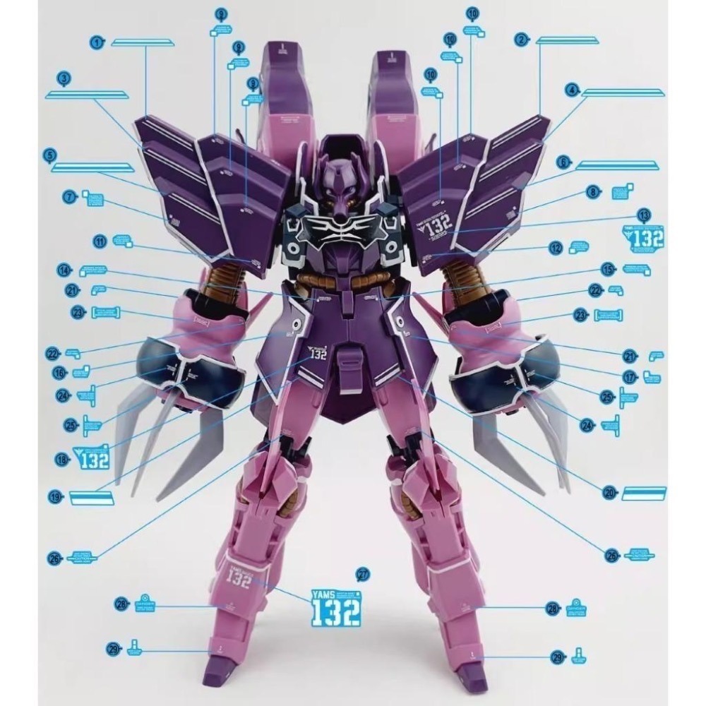 [BUOCO] 炎水貼 HGUC 1/144 YAMS-132 羅森祖魯 Rozen Zulu 安傑洛專用 螢光 水貼-細節圖3