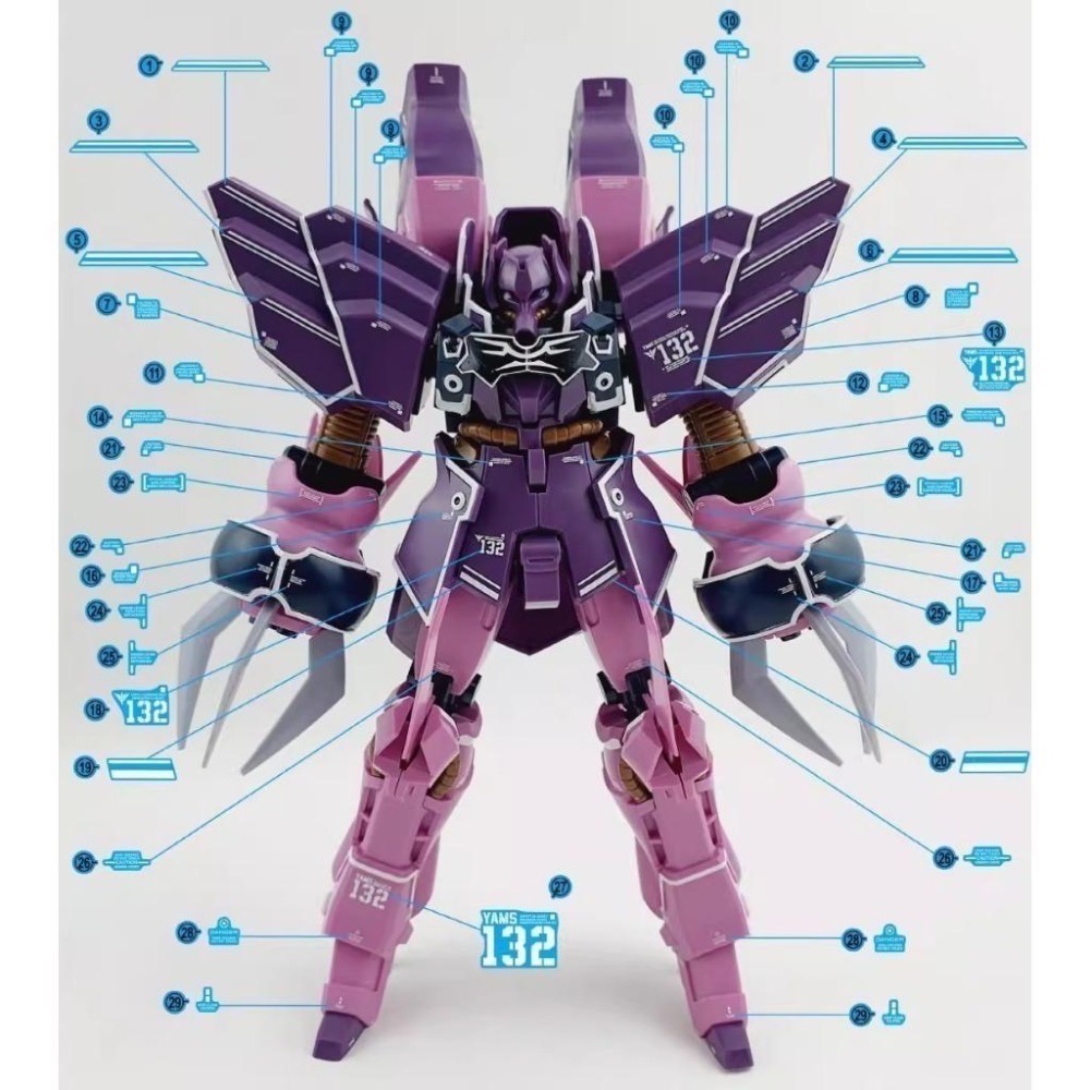 [BUOCO] 炎水貼 HGUC 1/144 YAMS-132 羅森祖魯 Rozen Zulu 安傑洛專用 螢光 水貼-細節圖3