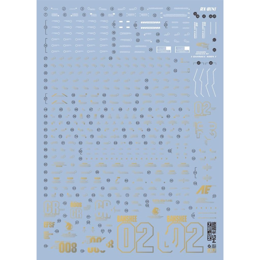 [BUOCO] EVO MG-154 UC 獨角獸 MG 報喪女妖 / 命運女神 Ver.Ka 燙金 水貼 1/100-細節圖2