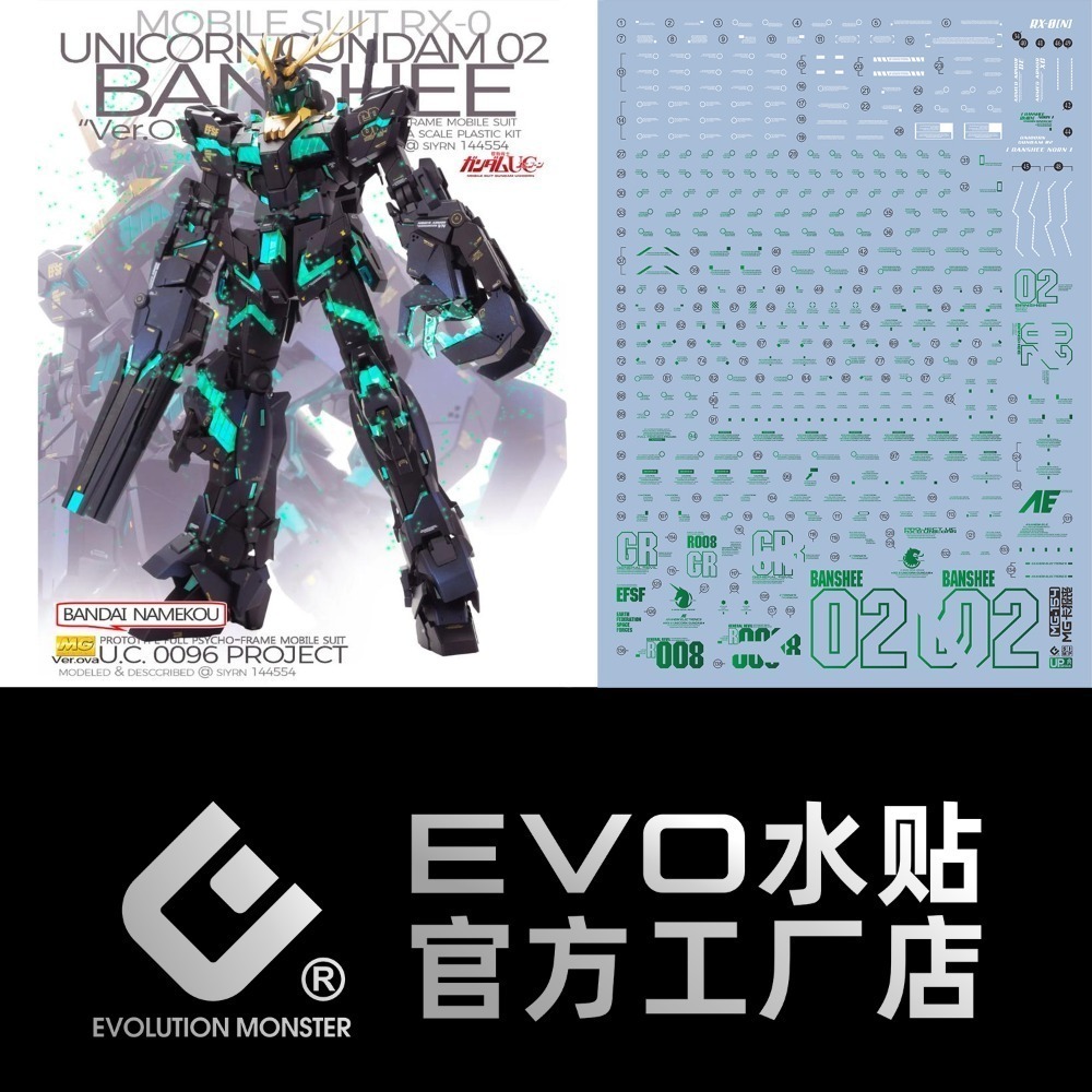 [BUOCO] EVO MG-154 UC 獨角獸 MG 報喪女妖 / 命運女神 Ver.Ka 燙金 水貼 1/100-規格圖6